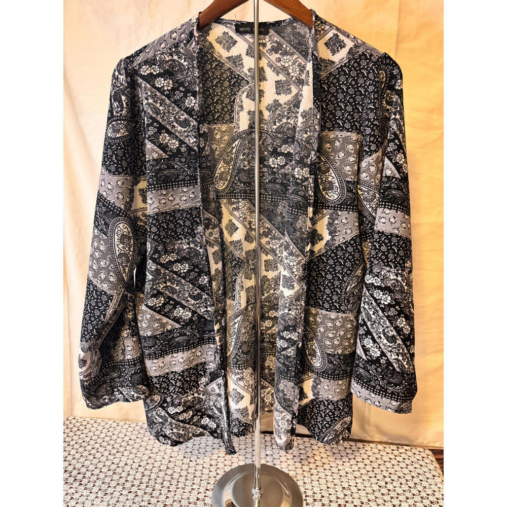 Mandy Evans Vintage Liquid Knit Cardigan Paisley Black White Size M Vintage‎